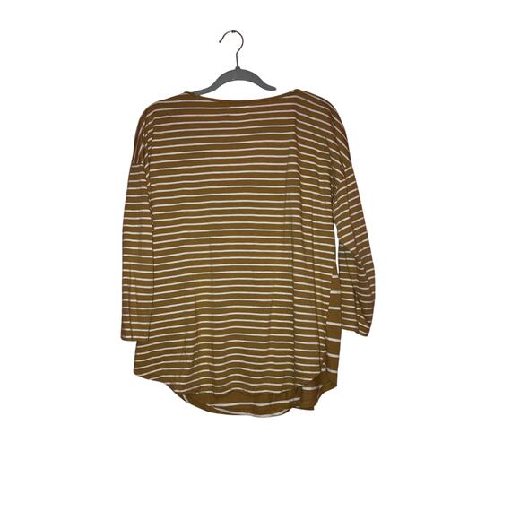Maurices 24/7 Mustard White Stripe Long Sleeve Henley Top XL - Picture 6 of 6